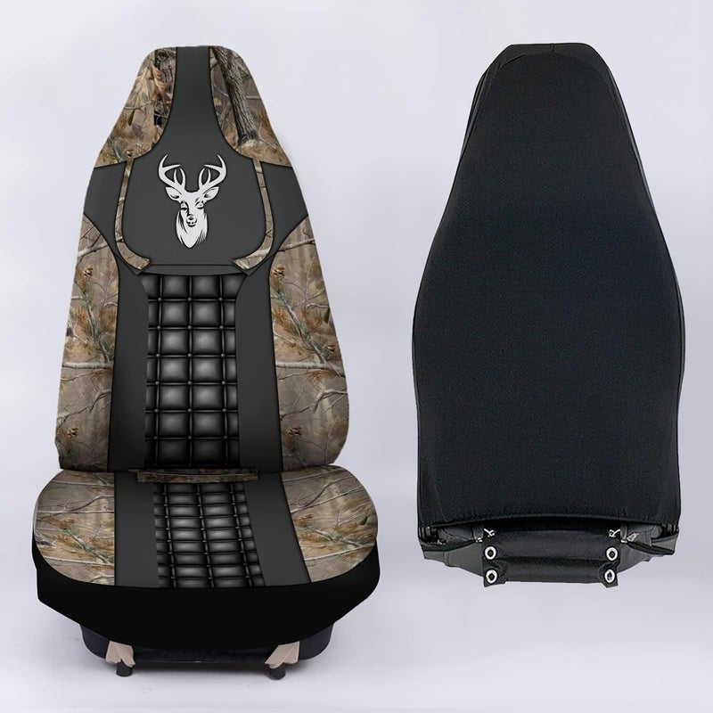 Howilath Forest Deer Pattern Front Seat Cover 2 Pcs, Universal Vehicle Seat Protector Mat Covers, Fit Most Cars, Sedan, SUV, Van Truck - Image 5